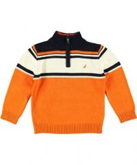 Nautica Sportswear Kids Boys 2-7 One-Fourth Zip Center Stripe Sweater Nautica Sportswear Kids Boys 2-7 One-Fourth Zip Center Stripe Sweater