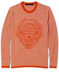 In a cool cotton blend, this lightweight layer from Sean John gives a classic look a cool graphic treatment.