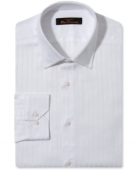 Slim fit. Wide stripes. Bring balance to your work wardrobe with this long-sleeved dress shirt by Ben Sherman. Slim fit. Wide stripes. Bring balance to your work wardrobe with this long-sleeved dress shirt by Ben Sherman.