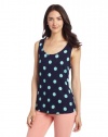 Two by Vince Camuto Women's Mixed Media Tank In Polka Dot
