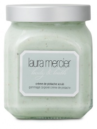 Laura Mercier Crème de Pistache Scrub is a polishing body scrub with fine-milled pistachio shells to gently slough skin. Vitamins A and E protect and soothe skin for softer, moisturized skin. The gentle formula can be used every other day, but is mild enough for everyday use. Crème de Pistache is a decadent blend of gourmande ingredientsinspired by the nutty aromas of pistachio desserts.