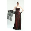 Sue Wong Womens 0-14 Black Red Lace Floor Length Evening Gown Dress