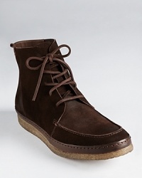 A keen mix of raw edge and strong refinement, these fine suede boots balance the best of both worlds for an overall casual cool vibe. A keen mix of raw edge and strong refinement, these fine suede boots balance the best of both worlds for an overall casual cool vibe.