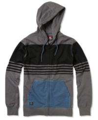 Add more edge to your layered look with this striped hoodie from Quiksilver. Add more edge to your layered look with this striped hoodie from Quiksilver.