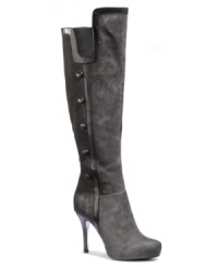 Fashion truly meets function in Isola's tall Caley boots. A high heel, square-toe silhouette and studded embellishment on the side make them suitably stylish, while gore inserts accommodate various leg sizes and create a comfortable fit. Fashion truly meets function in Isola's tall Caley boots. A high heel, square-toe silhouette and studded embellishment on the side make them suitably stylish, while gore inserts accommodate various leg sizes and create a comfortable fit.