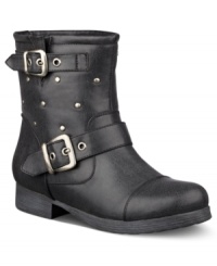 Take charge in the super cute Control booties by Pink and Pepper. They feature adjustable buckles and stud detailing around the shaft. Take charge in the super cute Control booties by Pink and Pepper. They feature adjustable buckles and stud detailing around the shaft.
