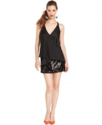 Sequins add high-shine to this RACHEL Rachel Roy mini skirt for a glam, going-out look! Sequins add high-shine to this RACHEL Rachel Roy mini skirt for a glam, going-out look!