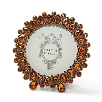Olivia Riegel 4 1/2 round orange frame. Exquisitely hand-crafted with dazzling display of faux topaz stones, recalling the court of England's Elizabeth I. Olivia Riegel 4 1/2 round orange frame. Exquisitely hand-crafted with dazzling display of faux topaz stones, recalling the court of England's Elizabeth I.