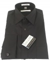 Geoffrey Beene Mens Black Wrinkle Free French Cuff Dress Shirt