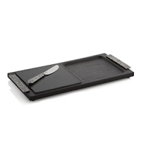 Crafted from acacia wood with a black granite cutting surface, this richly elegant snack board is a new component of the New Molton dinnerware featuring handcrafted pieces that define a casual yet elegant look in style today: streamlined, organic and soulful. Crafted from acacia wood with a black granite cutting surface, this richly elegant snack board is a new component of the New Molton dinnerware featuring handcrafted pieces that define a casual yet elegant look in style today: streamlined, organic and soulful.