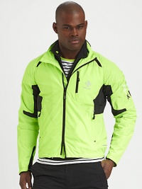 Designed for serious style and athleticism, this jacket is crafted from sleek, water-repellent microfiber with a mesh lining and strategic ventilating perforations.Two-way zip frontZippered chest, waist slash pocketsAbout 28 from shoulder to hemPolyesterMachine washImported Designed for serious style and athleticism, this jacket is crafted from sleek, water-repellent microfiber with a mesh lining and strategic ventilating perforations.Two-way zip frontZippered chest, waist slash pocketsAbout 28 from shoulder to hemPolyesterMachine washImported