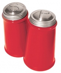 Oggi Salt and Pepper Shaker Set with Stainless Steel Tops, Red Oggi Salt and Pepper Shaker Set with Stainless Steel Tops, Red