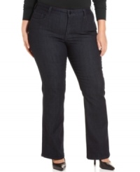 Get a sleek look in Not Your Daughter's Jeans' plus size bootcut jeans, featuring a control panel for a flattering shape. Get a sleek look in Not Your Daughter's Jeans' plus size bootcut jeans, featuring a control panel for a flattering shape.