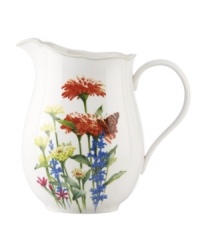 Garden party. The Floral Meadow pitcher brings eternal spring with a mixed bouquet rooted in resilient everyday porcelain. A scalloped edge and fluted body add to the charm of the graceful mix-and-match Lenox dinnerware collection. (Clearance) Garden party. The Floral Meadow pitcher brings eternal spring with a mixed bouquet rooted in resilient everyday porcelain. A scalloped edge and fluted body add to the charm of the graceful mix-and-match Lenox dinnerware collection. (Clearance)