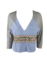 Gryphon Womens Annam Tribal Trim Dolman Sleeve Pullover Top Gryphon Womens Annam Tribal Trim Dolman Sleeve Pullover Top