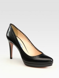 EXCLUSIVELY AT SAKS. Platform leather design with stitching detail. Self-covered heel, 4 (100mm)Covered platform, ½ (15mm)Compares to a 3½ heel (90mm)Leather upperLeather lining and solePadded insoleMade in Italy EXCLUSIVELY AT SAKS. Platform leather design with stitching detail. Self-covered heel, 4 (100mm)Covered platform, ½ (15mm)Compares to a 3½ heel (90mm)Leather upperLeather lining and solePadded insoleMade in Italy