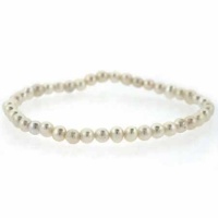 Genuine Freshwater Cultured White Pearl 4mm Stretch Bracelet Genuine Freshwater Cultured White Pearl 4mm Stretch Bracelet