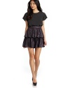 THE LOOKCrewneckShort sleevesCinched waistTiered skirtPull-on styleTHE FITAbout 33 from shoulder to hemTHE MATERIALBodice: cottonSkirt: polyesterCARE & ORIGINDry cleanImported