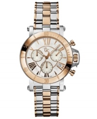Embrace your feminine spirit with this elegant Gc Swiss Made Timepieces watch. The Femme collection shimmers with polished steel and warm rose-gold hues, for enduring style. Embrace your feminine spirit with this elegant Gc Swiss Made Timepieces watch. The Femme collection shimmers with polished steel and warm rose-gold hues, for enduring style.