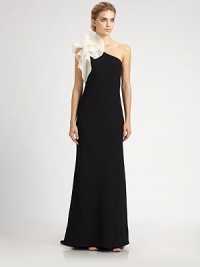 A sculptural shoulder rosette lends a dramatic air to this floor-length crepe silhouette.Asymmetrical necklineShoulder rosetteBack trainConcealed side zipFully linedAbout 46 from natural waistPolyester/silkDry cleanImportedModel shown is 5'10 (177cm) wearing US size 4. A sculptural shoulder rosette lends a dramatic air to this floor-length crepe silhouette.Asymmetrical necklineShoulder rosetteBack trainConcealed side zipFully linedAbout 46 from natural waistPolyester/silkDry cleanImportedModel shown is 5'10 (177cm) wearing US size 4.
