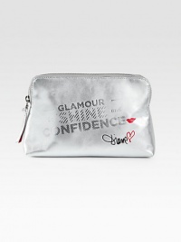 A metallic leather style with a cheeky mantra, perfect for all your beauty products.Top zip closureOne inside zip pocketTwo inside open pocketsFully lined8¾W X 5½H X 2¾DImported A metallic leather style with a cheeky mantra, perfect for all your beauty products.Top zip closureOne inside zip pocketTwo inside open pocketsFully lined8¾W X 5½H X 2¾DImported