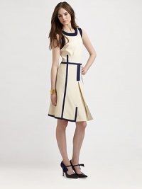 A sophisticated style with striking Princess seams and a timeless A-line design for a flattering look. Round neckSleevelessPrincess seamsPleated skirtConcealed back zipperAbout 38 from shoulder to hem85% cotton/13% polyamide/2% spandexDry cleanImported Model shown is 5'10 (177cm) wearing US size Small. A sophisticated style with striking Princess seams and a timeless A-line design for a flattering look. Round neckSleevelessPrincess seamsPleated skirtConcealed back zipperAbout 38 from shoulder to hem85% cotton/13% polyamide/2% spandexDry cleanImported Model shown is 5'10 (177cm) wearing US size Small.
