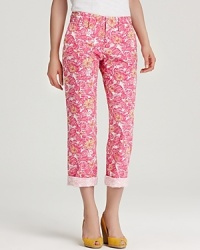 Printed pants are summer's must-have style. Slip on these Lilly Pulitzer cropped skinnies and steal the scene in vivid pastels. Printed pants are summer's must-have style. Slip on these Lilly Pulitzer cropped skinnies and steal the scene in vivid pastels.