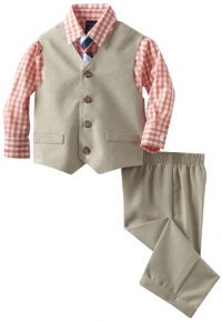 Nautica Dress Up Boys 2-7 Solid Ticking Vest Set, Khaki, 5 Nautica Dress Up Boys 2-7 Solid Ticking Vest Set, Khaki, 5