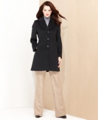 A cold-weather staple, this wool-blend Jones New York petite coat is stylish without skimping on warmth! A cold-weather staple, this wool-blend Jones New York petite coat is stylish without skimping on warmth!