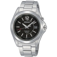 Seiko SE-SKA477 Men's Watch Stainless Steel Kinetic Black Dial Power Indicator