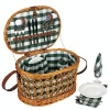 Household Essentials Woven Willow Picnic Basket, Oval Shaped, Fully Lined, Service for 4