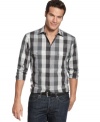 It's never been more hip to be square than in this big check shirt from Alfani RED. (Clearance)