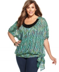 Snag a perfect partner for your jeans with NY Collection's short sleeve plus size top, accented by a sequined neckline. Snag a perfect partner for your jeans with NY Collection's short sleeve plus size top, accented by a sequined neckline.