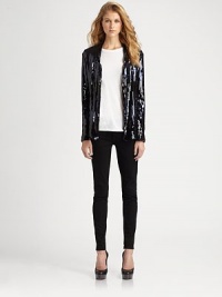 Top off any ensemble with a shot of shimmer in this crowd-pleasing sequin blazer. Bonded collarLong sleevesSlash pocketsFully linedAbout 25 from shoulder to hem96% polyester/4% spandexHand washImportedModel shown is 5'10 (177cm) wearing US size Small. Top off any ensemble with a shot of shimmer in this crowd-pleasing sequin blazer. Bonded collarLong sleevesSlash pocketsFully linedAbout 25 from shoulder to hem96% polyester/4% spandexHand washImportedModel shown is 5'10 (177cm) wearing US size Small.