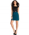 Spense puts a chic spin on the colorblocking trend with this belted petite dress -- perfect for the office and happy hour!