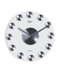 Opal Clocks proves there's no time like the present with this slick, contemporary wall clock. A sheer glass dial punctuated with twelve steel dots will amp up your den or bedroom decor with striking style. Opal Clocks proves there's no time like the present with this slick, contemporary wall clock. A sheer glass dial punctuated with twelve steel dots will amp up your den or bedroom decor with striking style.