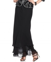 Elegance is easy with Alex Evenings' long, tiered chiffon skirt. Elegance is easy with Alex Evenings' long, tiered chiffon skirt.