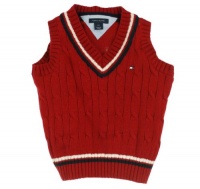 Boy's Tommy Hilfiger Cable Sweater Vest Red XL Boy's Tommy Hilfiger Cable Sweater Vest Red XL