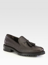Rich Italian Caviar Grain leather adds texture and definition to a beautifully constructed tassel loafer. The exclusive Vibram® Gumlite® lug sole is ultra-light and offers flexibility, traction and durability with half the weight of a traditional lug sole.Leather upperLeather liningTechnogel® insoleExclusive Vibram® Gumlite® soleMade in Italy Rich Italian Caviar Grain leather adds texture and definition to a beautifully constructed tassel loafer. The exclusive Vibram® Gumlite® lug sole is ultra-light and offers flexibility, traction and durability with half the weight of a traditional lug sole.Leather upperLeather liningTechnogel® insoleExclusive Vibram® Gumlite® soleMade in Italy