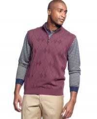 Prep up your tee time with this handsome argyle-patterned Champions Tour golf vest. Prep up your tee time with this handsome argyle-patterned Champions Tour golf vest.