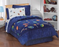 Boys Blue Outer Space Satellites 6 Piece Twin Comforter Set