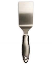 Flip lasagna, steaks and hamburger easily with this handy turner. Sleek stainless head and handle ensure durability. Flex fins on handle for comfort. Dishwasher safe.