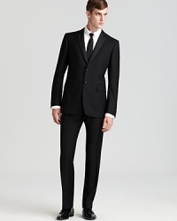 Uncommonly refined and classic to the core, this Burberry tuxedo maximizes your black tie potential with distinct tailoring in a fine blend of wool and soft mohair. A classic design you'll call upon year after year. Uncommonly refined and classic to the core, this Burberry tuxedo maximizes your black tie potential with distinct tailoring in a fine blend of wool and soft mohair. A classic design you'll call upon year after year.