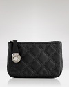 In a pretty pastel shade, Marc Jacobs' quilted leather pouch hints at girlie-chic.