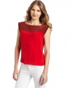 French Connection Women's Fast Block Silk Top, Red, 10