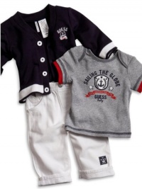 GUESS Kids Boys Baby Cardigan, Tee & Pants Set (0 - , NAVY (3/6M) GUESS Kids Boys Baby Cardigan, Tee & Pants Set (0 - , NAVY (3/6M)