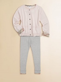 A charming sweater, soft and luxurious, in a blend of cashmere and cotton with check trim.CrewneckLong sleevesButton-frontRibbed cuffs and hem50% cotton/50% cashmereDry cleanImported Please note: Number of buttons may vary depending on size ordered. A charming sweater, soft and luxurious, in a blend of cashmere and cotton with check trim.CrewneckLong sleevesButton-frontRibbed cuffs and hem50% cotton/50% cashmereDry cleanImported Please note: Number of buttons may vary depending on size ordered.