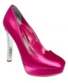 Shiny and bright with an unexpected icy heel. Paris Hilton's Jackie platform pumps are ready to take over the night.