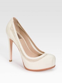 THE LOOKLeather and mesh upperTHE FITSelf-covered spike heel, 4¾ (120mm)Self-covered platform, 1 (25mm)Compares to a 3¾ heel (95mm)THE MATERIALLeather lining and sole Padded insoleORIGINImportedOUR FIT MODEL RECOMMENDS ordering one half size up as this style runs small. THE LOOKLeather and mesh upperTHE FITSelf-covered spike heel, 4¾ (120mm)Self-covered platform, 1 (25mm)Compares to a 3¾ heel (95mm)THE MATERIALLeather lining and sole Padded insoleORIGINImportedOUR FIT MODEL RECOMMENDS ordering one half size up as this style runs small.