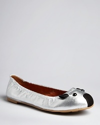 The iconic, playful and popular MARC BY MARC JACOBS mouse flat design goes futuristic in metallic leather. The iconic, playful and popular MARC BY MARC JACOBS mouse flat design goes futuristic in metallic leather.